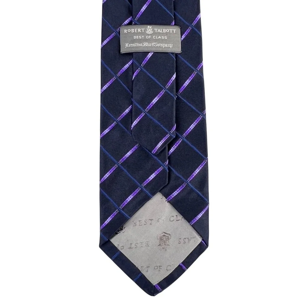 Robert Talbott Best of Class Tie Men's Blue Purple Silk Cotton Necktie 3.5